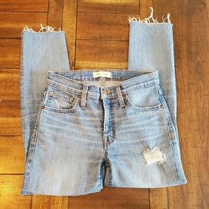 Madewell Jeans Size 26/27, 9" High Rise Skinny Distressed EUC